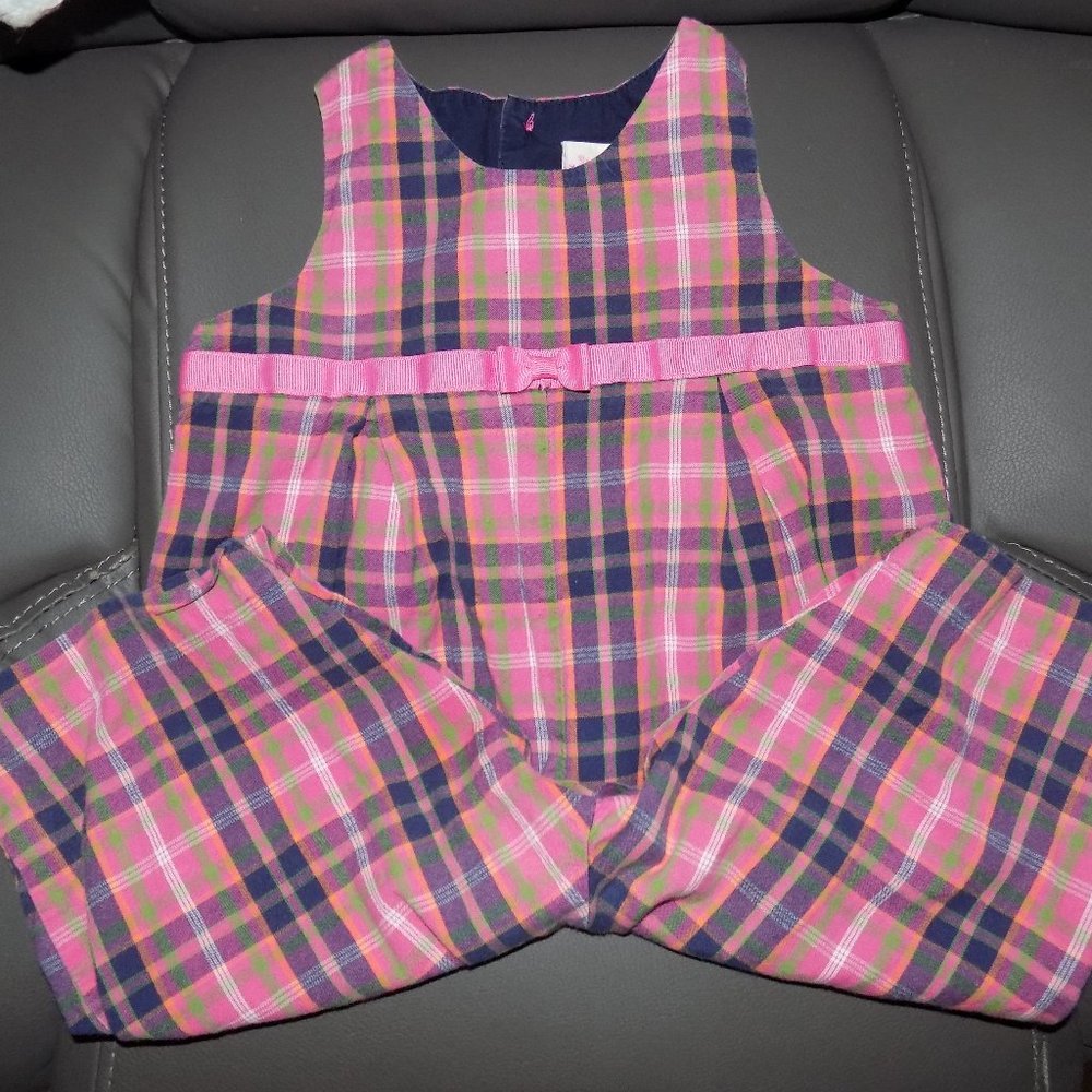 HARTSTRINGS MULTI COLORED PLAID ROMPER SIZE 12 MON